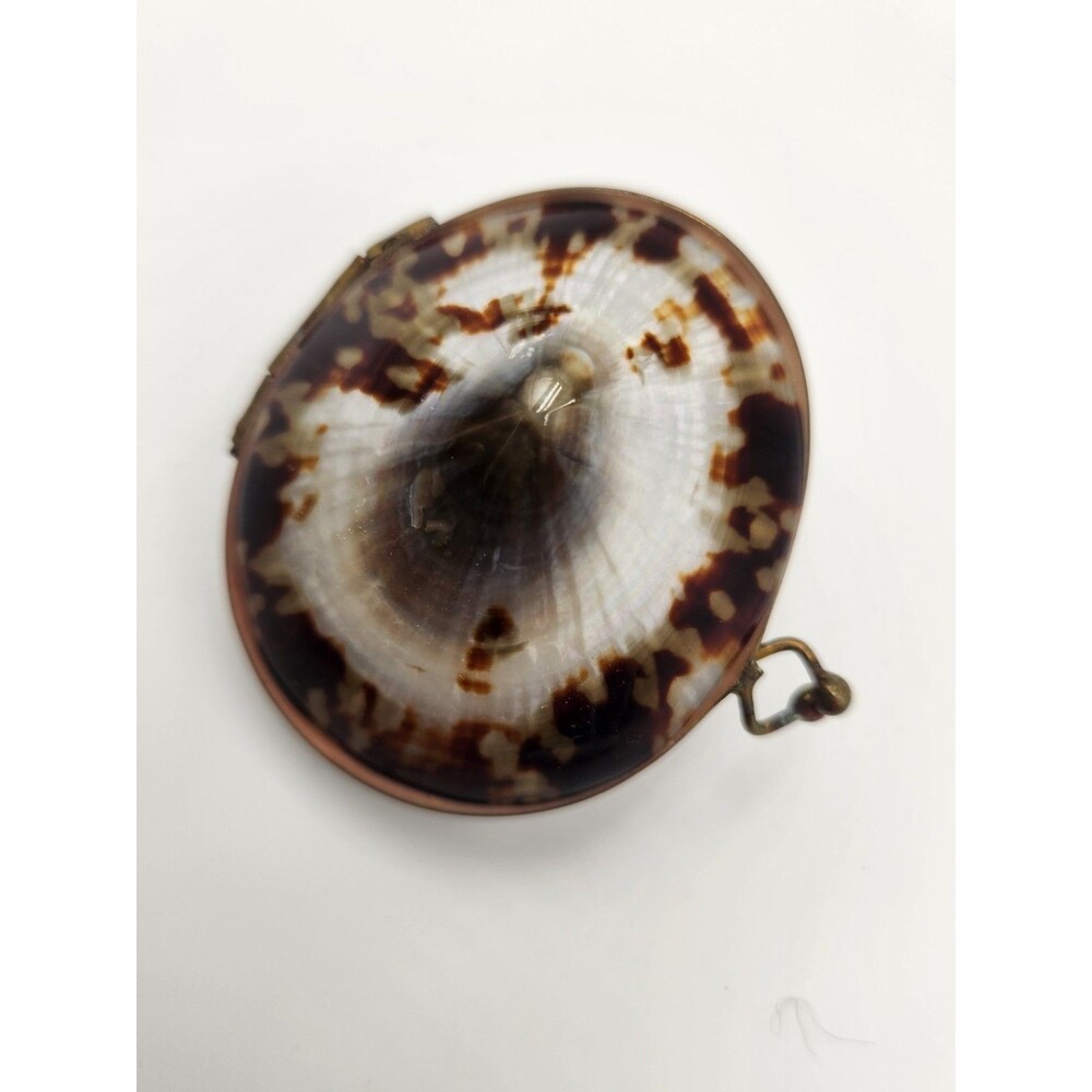 Vintage Limpet Shell Trinket Box – Nautical Pill Case / Coin Purse – 2” x 2”